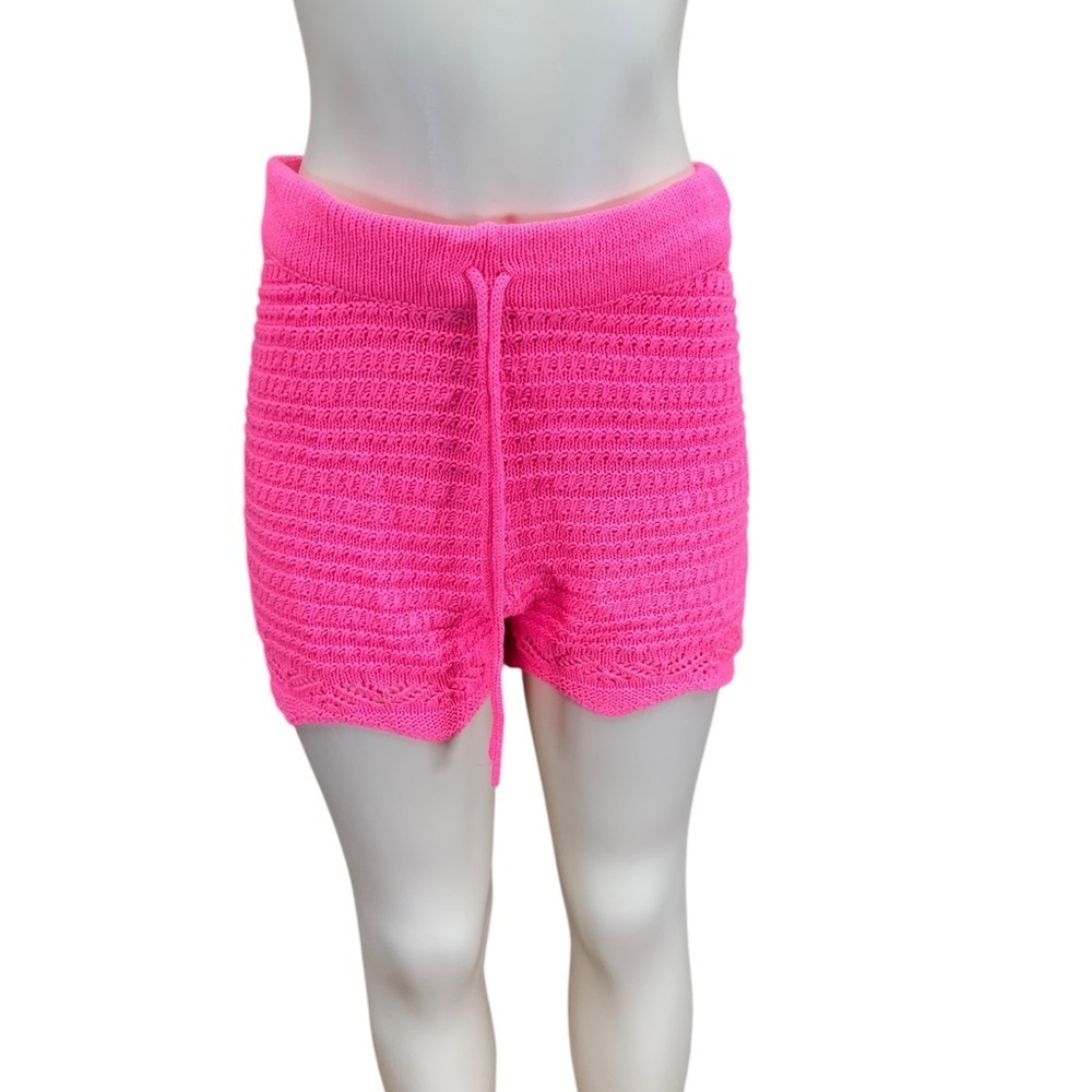 Vibrant Pink High Waist Knit Shorts